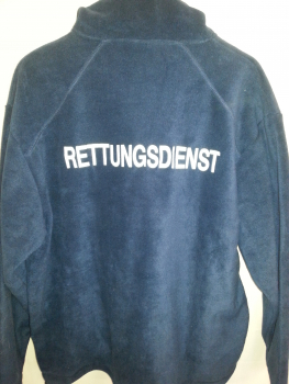 Fleecejacke navy mit Rückenstick Rettungsdienst