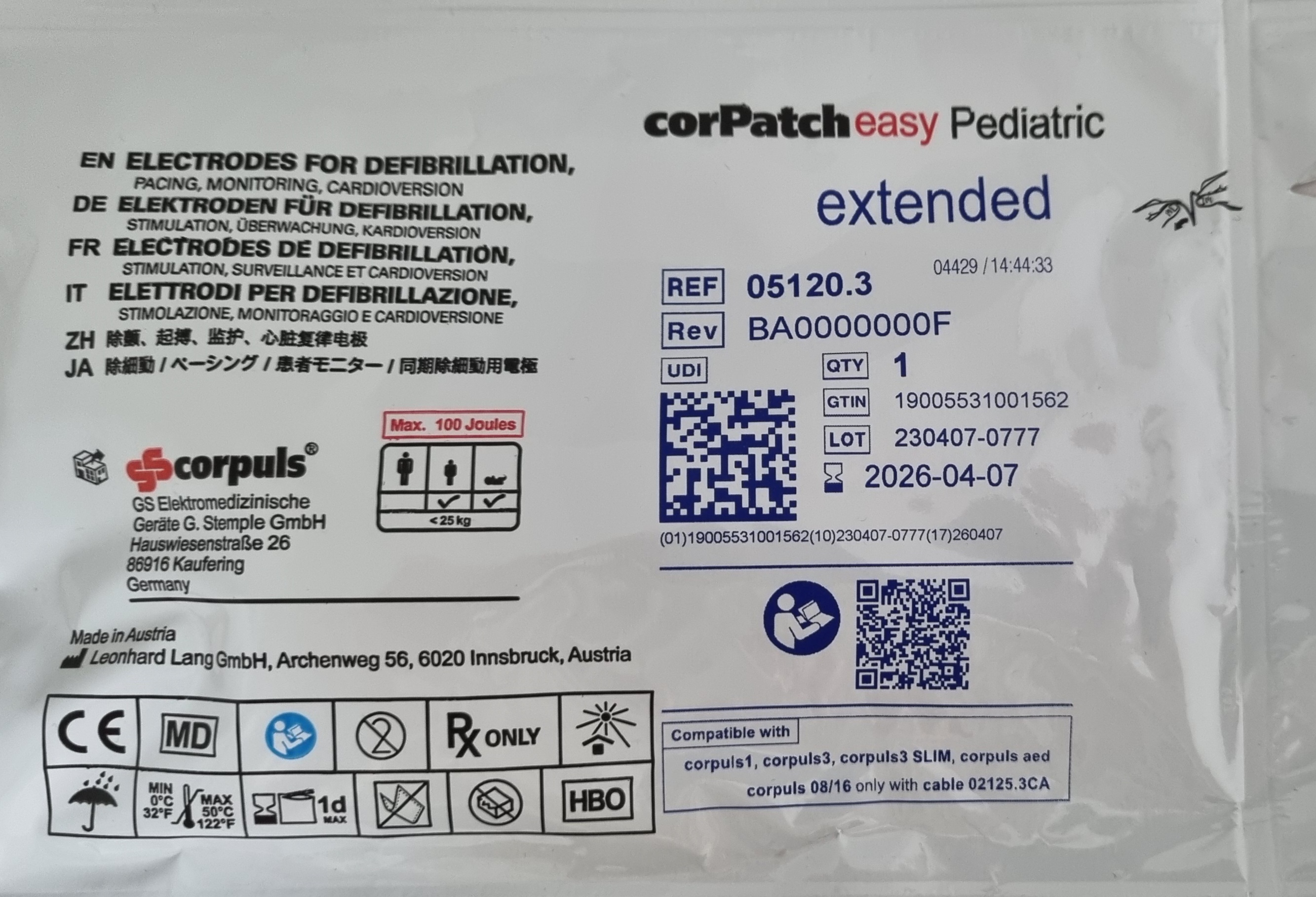 Defibrillations-Elektrode Corpuls® corPatch Easy für Kinder